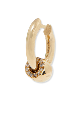 Nano Hoop Earring, 14K Yellow Gold & Diamond